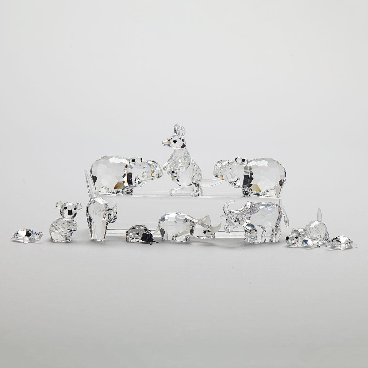 Ten Sworovski Crystal Animals, late 20th/early 21st century