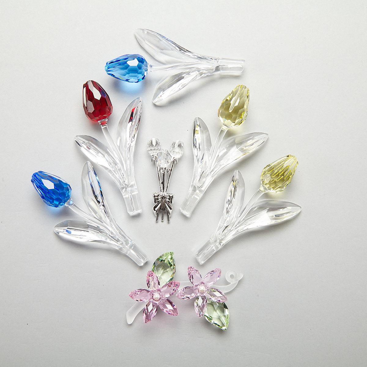Twelve Swarovski Crystal Flowers, late 20th/ early 21st century