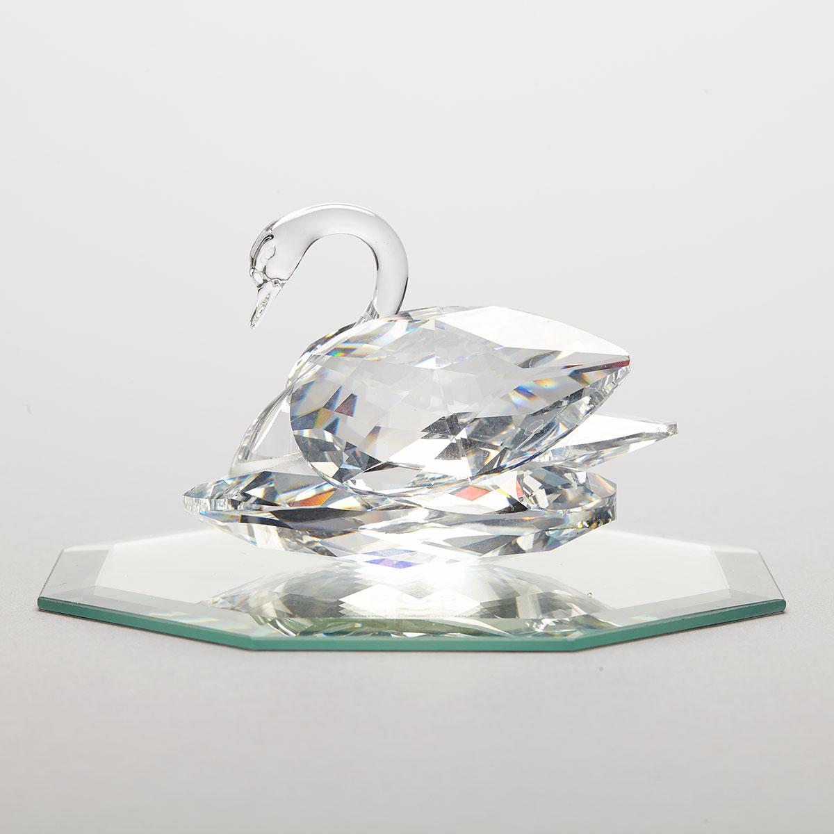 Seven Swarovski Crystal Swans, late 20th/early 21st century