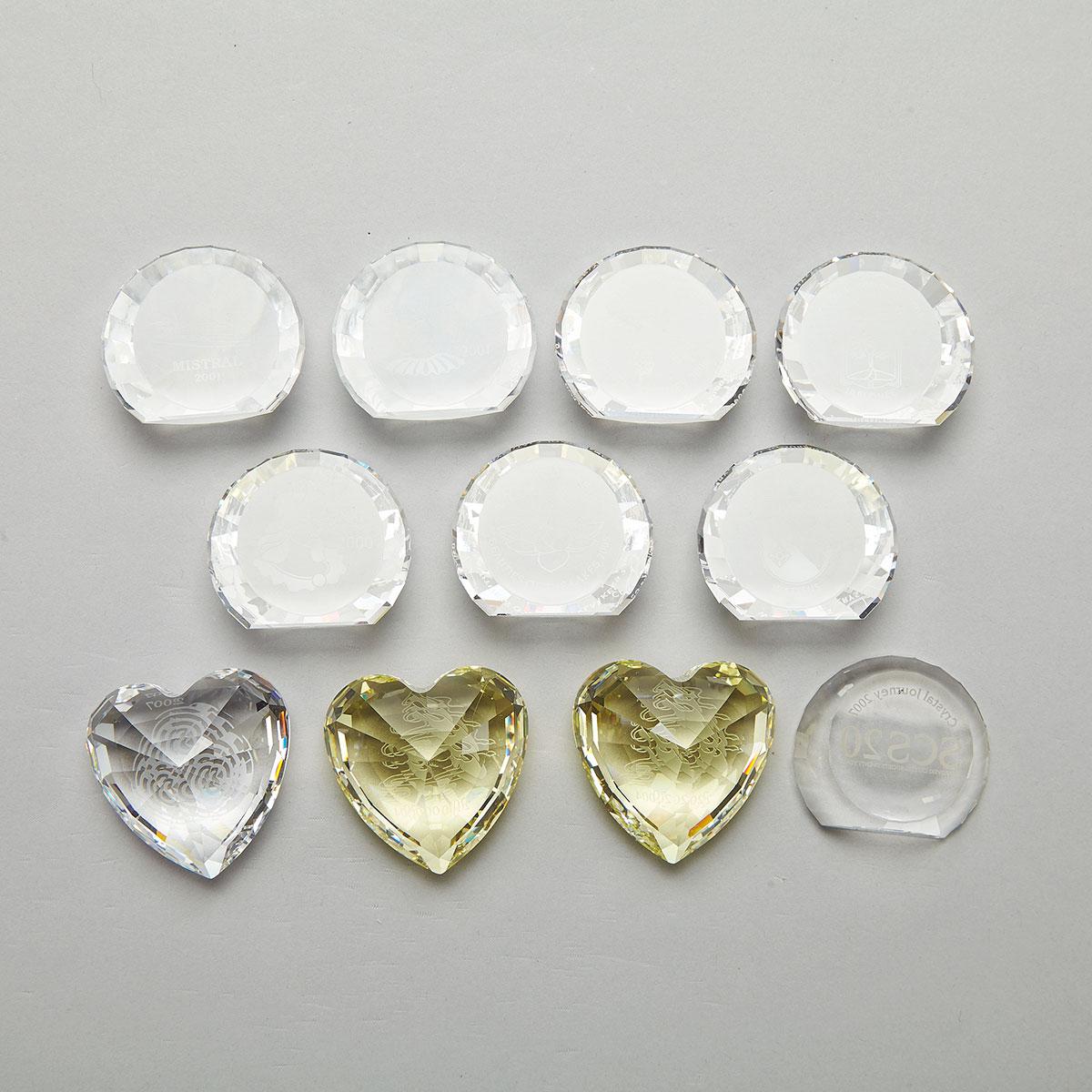Ten Swarovski Crystal Paperweights, late 20th/early 21st century