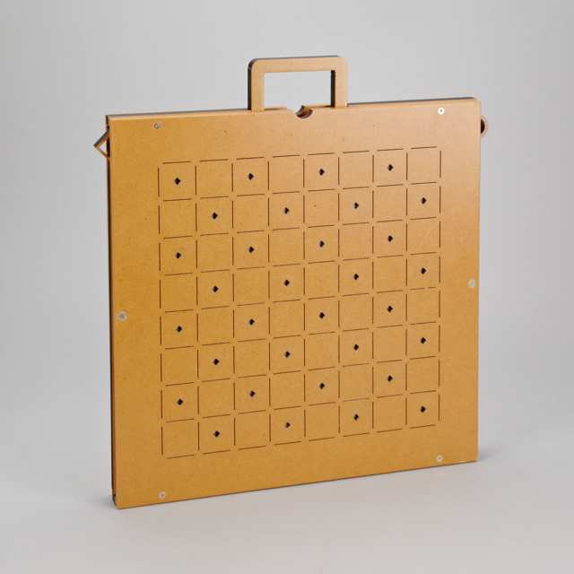 Contemporary Composite Wood and Brass Travelling Chess Set, late 20th century