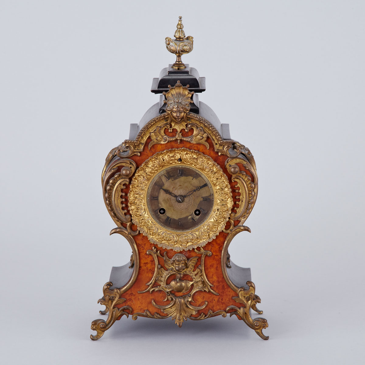 Small French Ormolu Mounted Burl Walnut Bracket Clock, mid 19th century