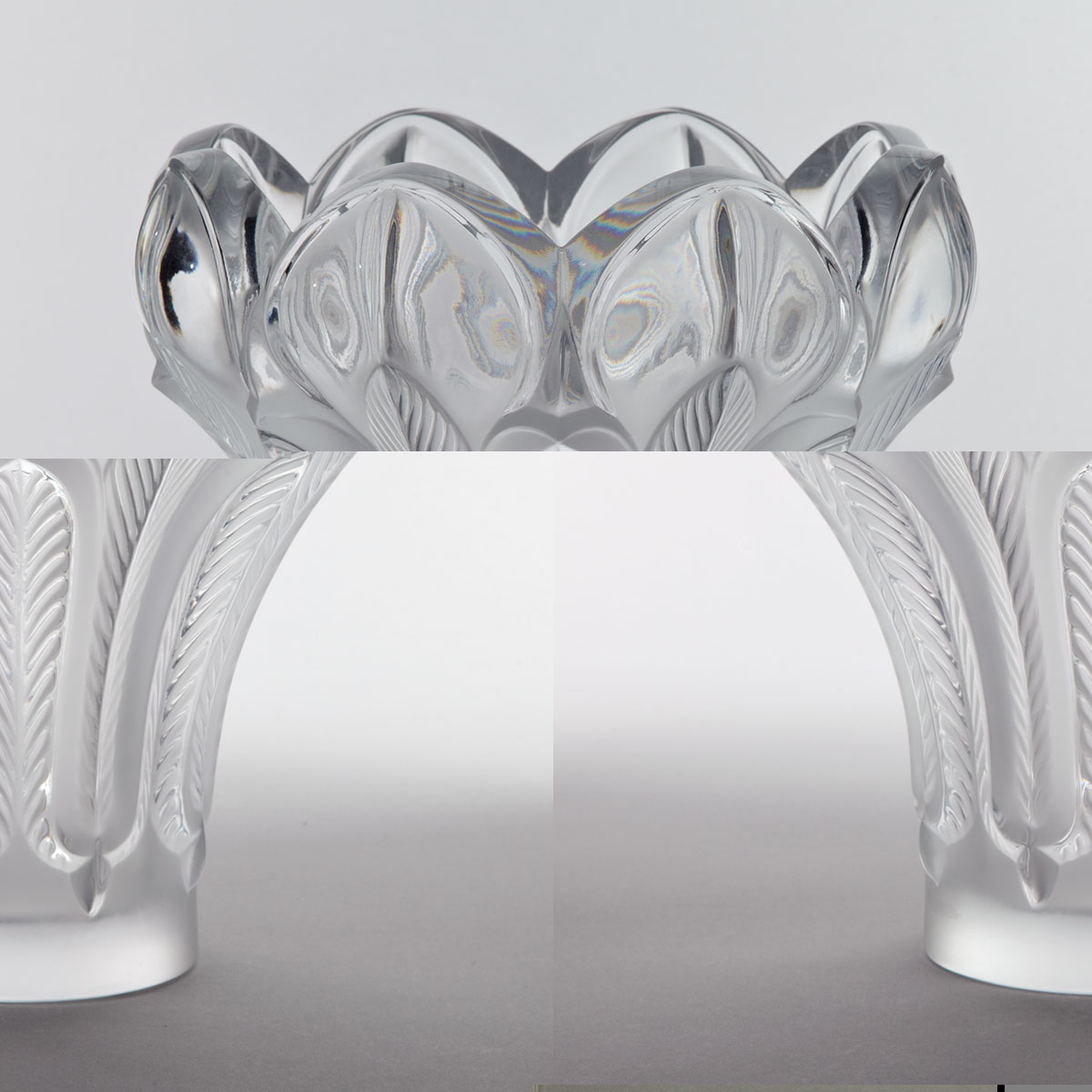 ‘Esna’, Lalique Moulded and Partly Frosted Vase, post-1980