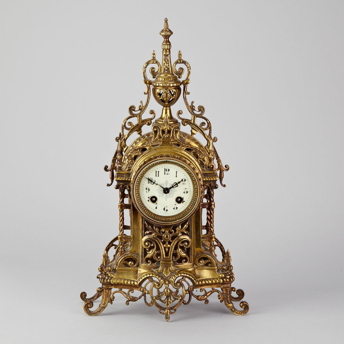 French Renaissance Style Gilt Brass Mantle Clock, 19th century