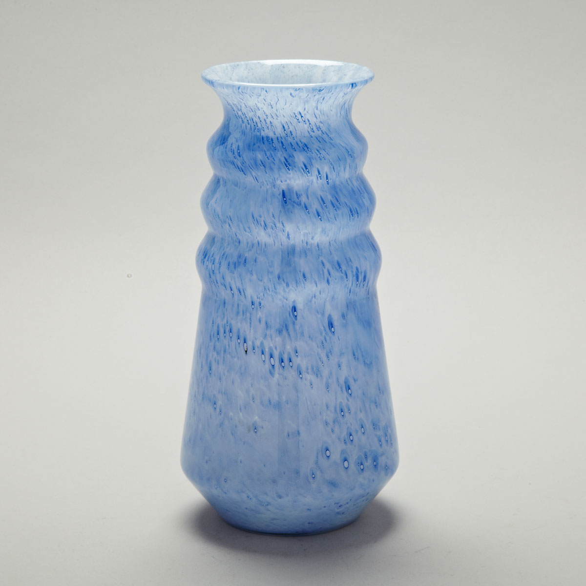 Kimble Durand Mottled Pale Blue Glass Vase, c.1931-32