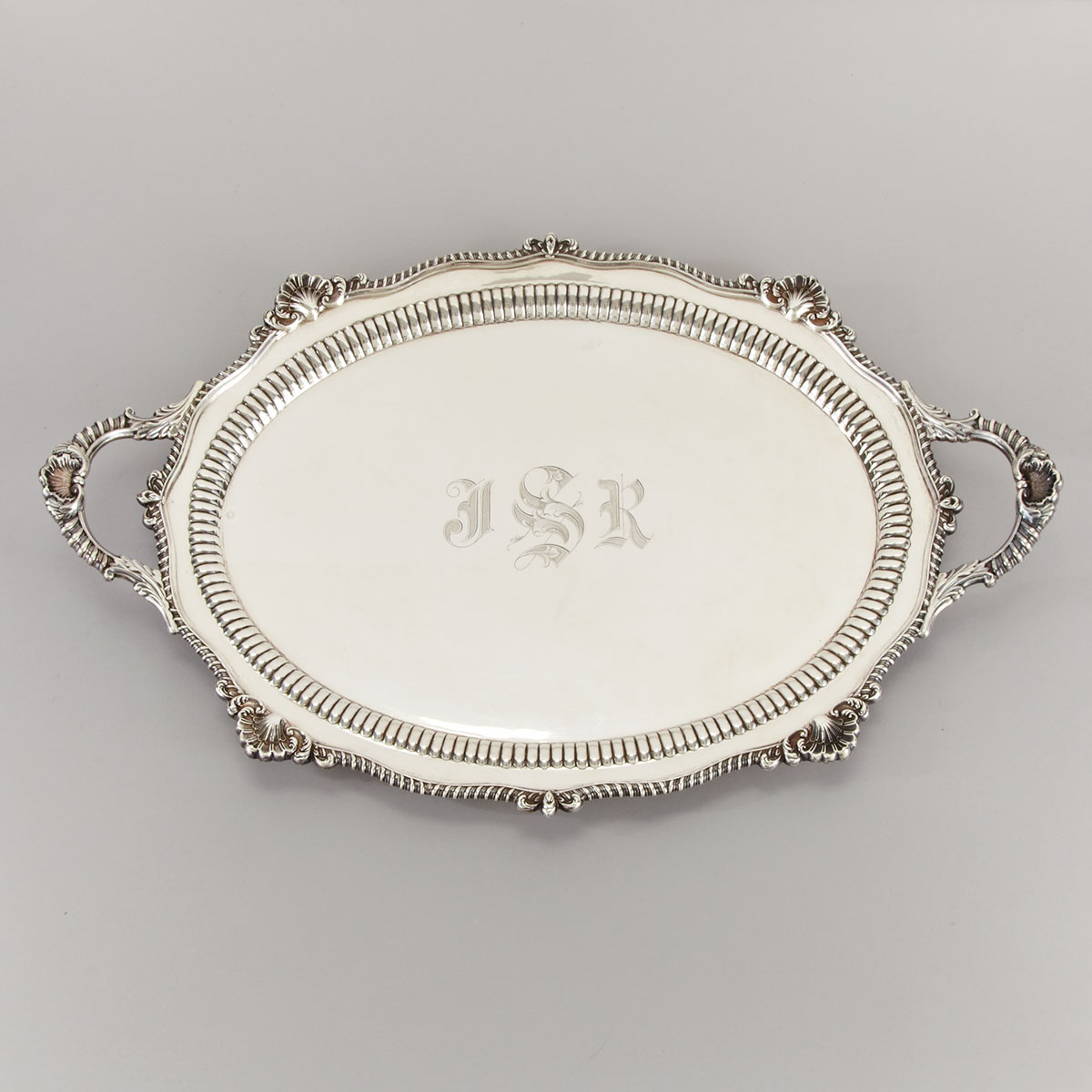 Canadian Silver Oval Serving Tray, Henry Birks & Sons, Montreal, Que., c.1949