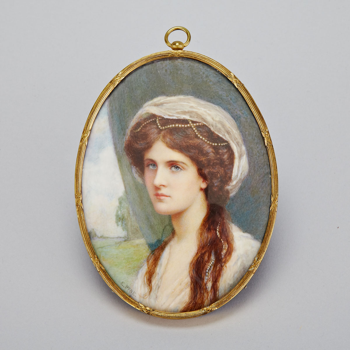 English School Miniature Portrait Oval of a Young Woman in Eastern Dress, 19th century