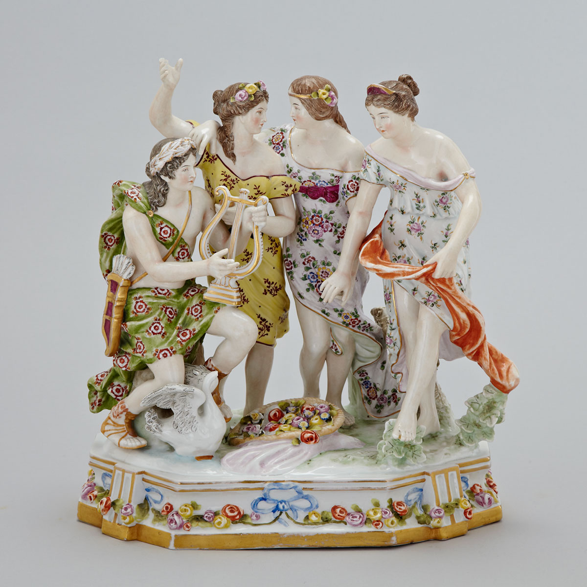 ‘Naples’ Figure Group of Three Graces and Apollo, c.1900
