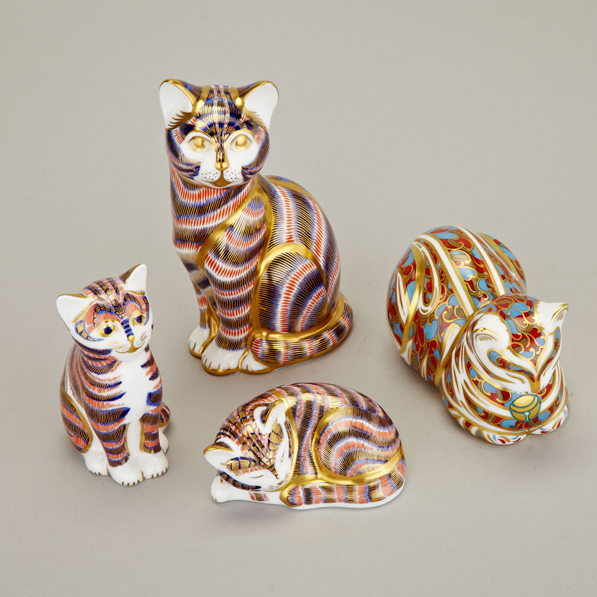 Four Royal Crown Derby Cats, 20th century