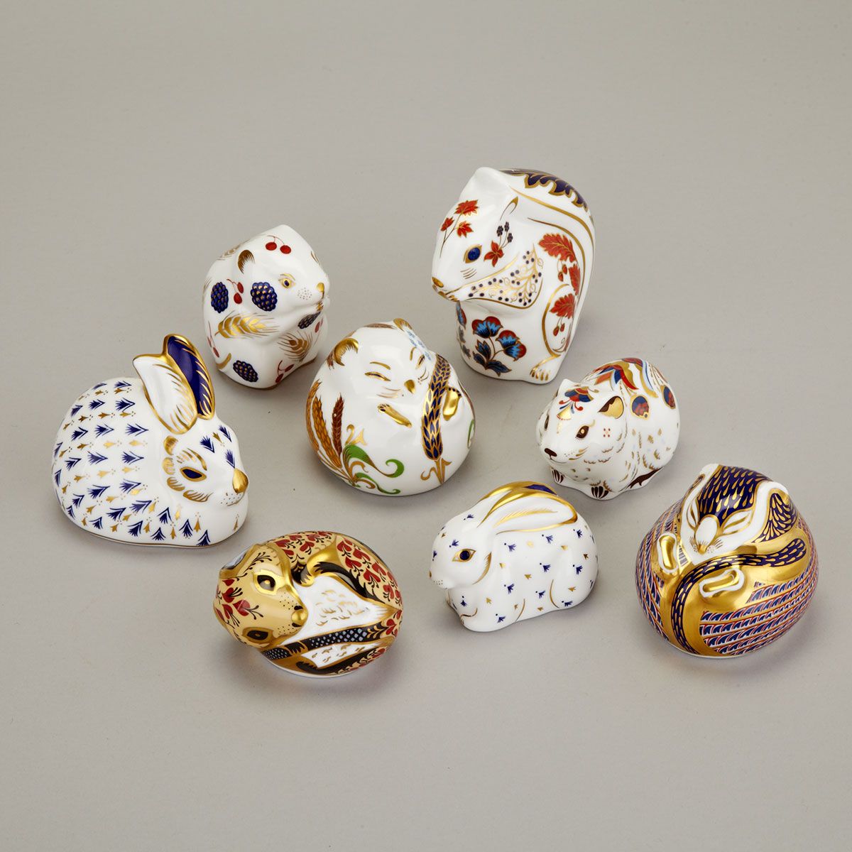 Eight Various Royal Crown Derby Animal Figures, 20th century