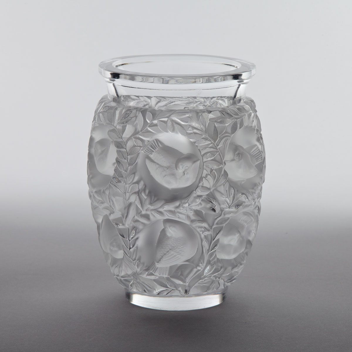 ‘Bagatelle’, Lalique Moulded and Partly Frosted Glass Vase, post-1945