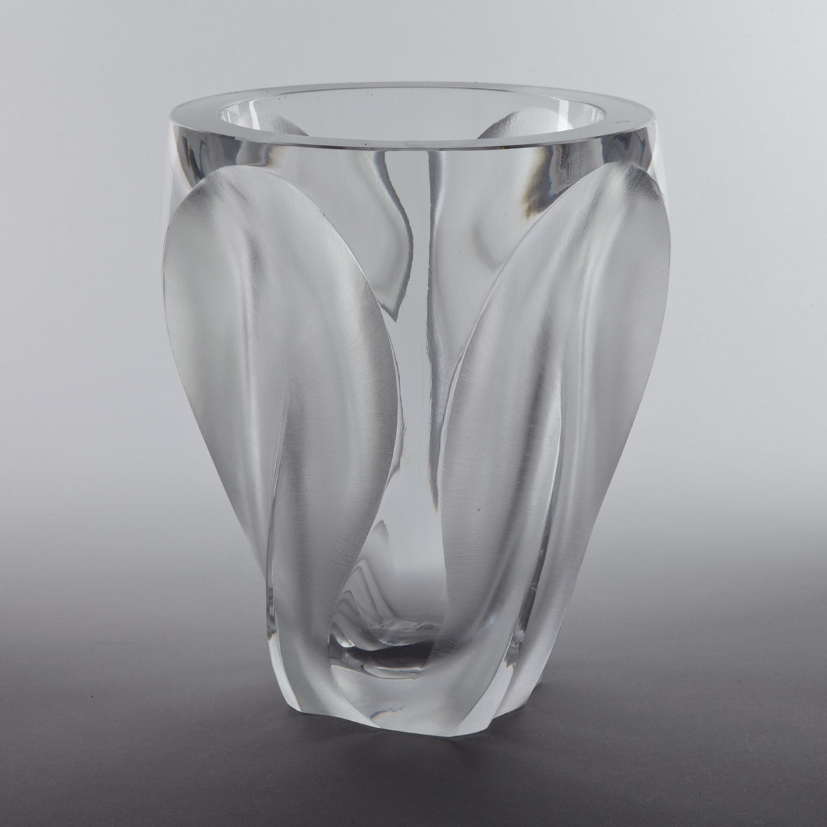 ‘Ingrid’, Lalique Moulded and Partly Frosted Glass Vase, post-1945