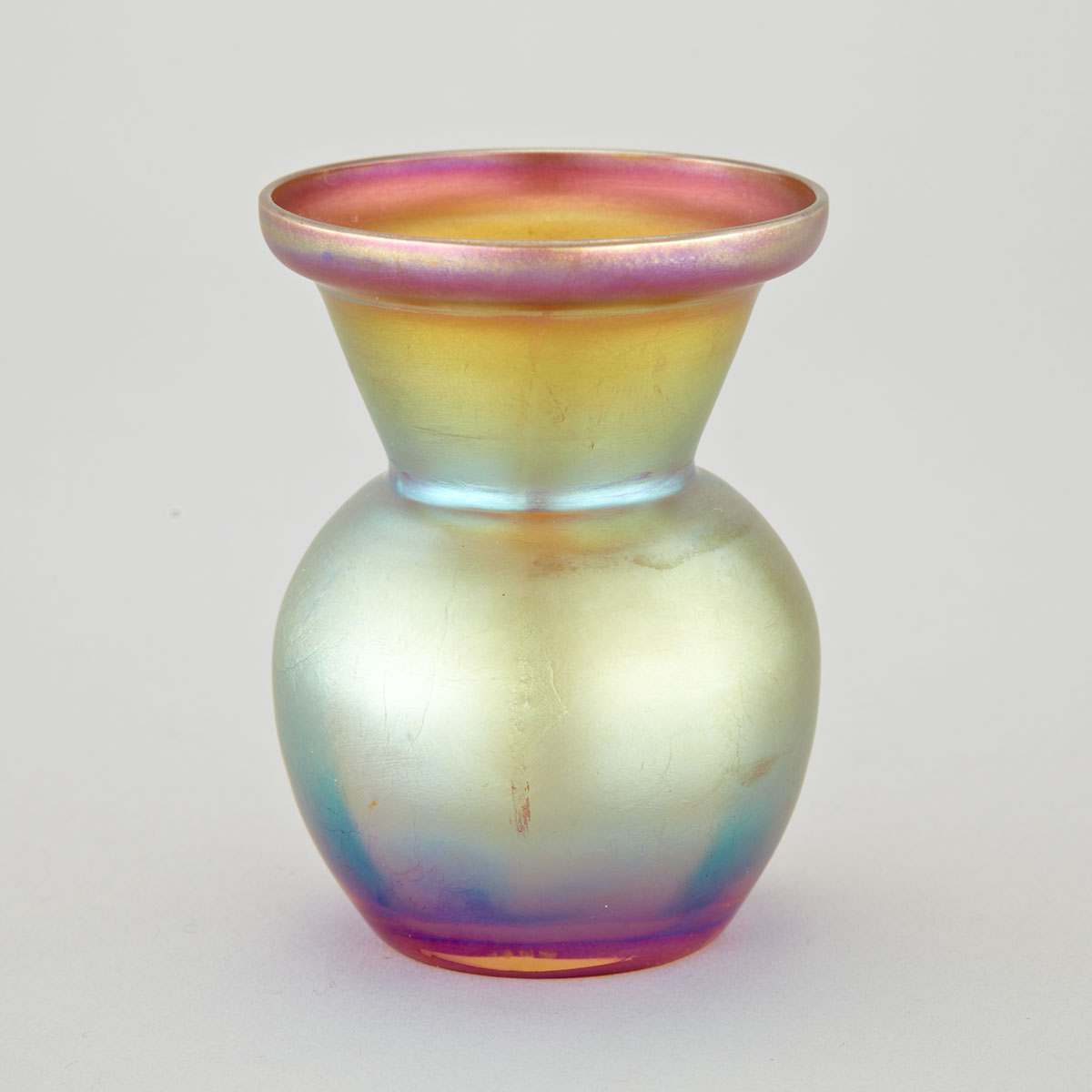 Iridescent Glass Small Vase, probably Quezal, early 20th century