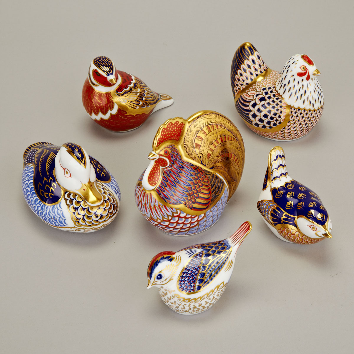 Six Various Royal Crown Derby Birds, 20th century