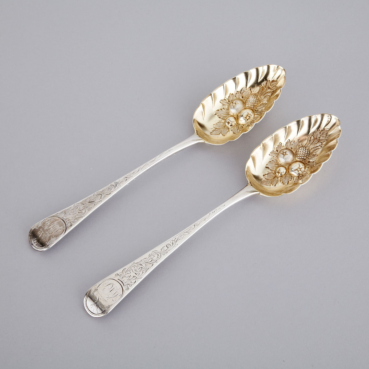 Pair of George III Silver Berry Spoons, Solomon Hougham, London, 1806
