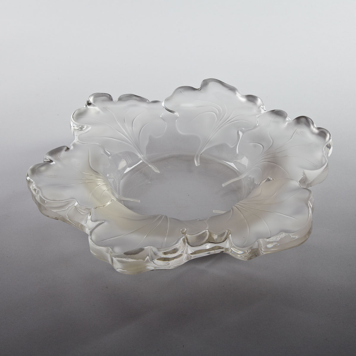 ‘Capucines’, Lalique Moulded and Partly Frosted Glass Bowl, post-1945