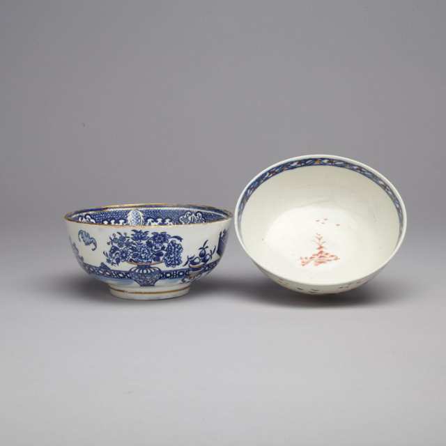 Liverpool ‘Cannonball’ Pattern Slop Bowl and Another, Worcester ‘Bat’ Pattern, c.1775-85