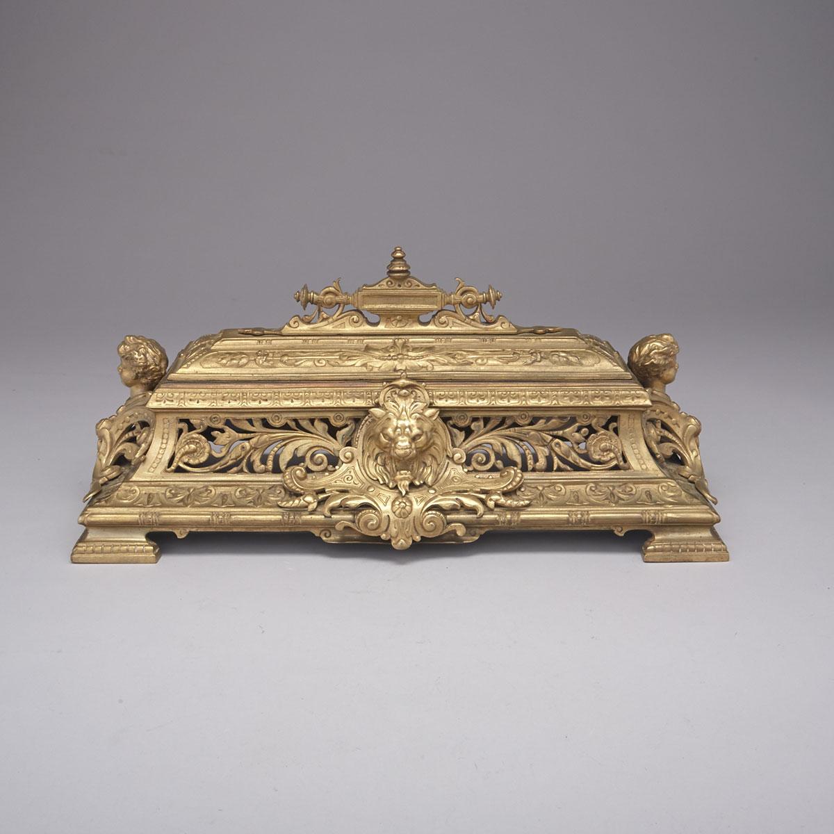 French Renaissance Revival Gilt Bronze Desk Stand, c.1870