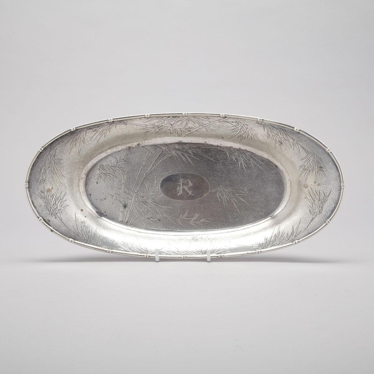 Chinese Silver Oval Bread Dish, early 20th century