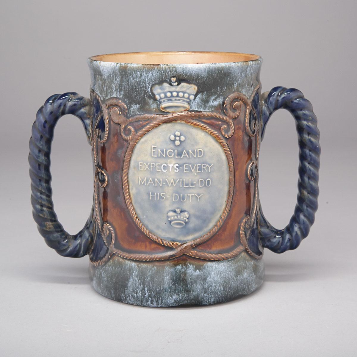 Royal Doulton Stoneware Lord Nelson Trafalgar Centenary Loving Cup, c.1905