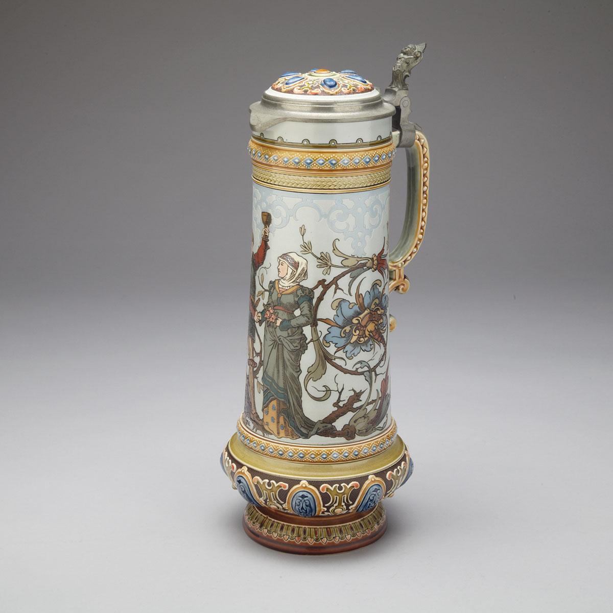 Large Mettlach Stoneware Stein, early 20th century