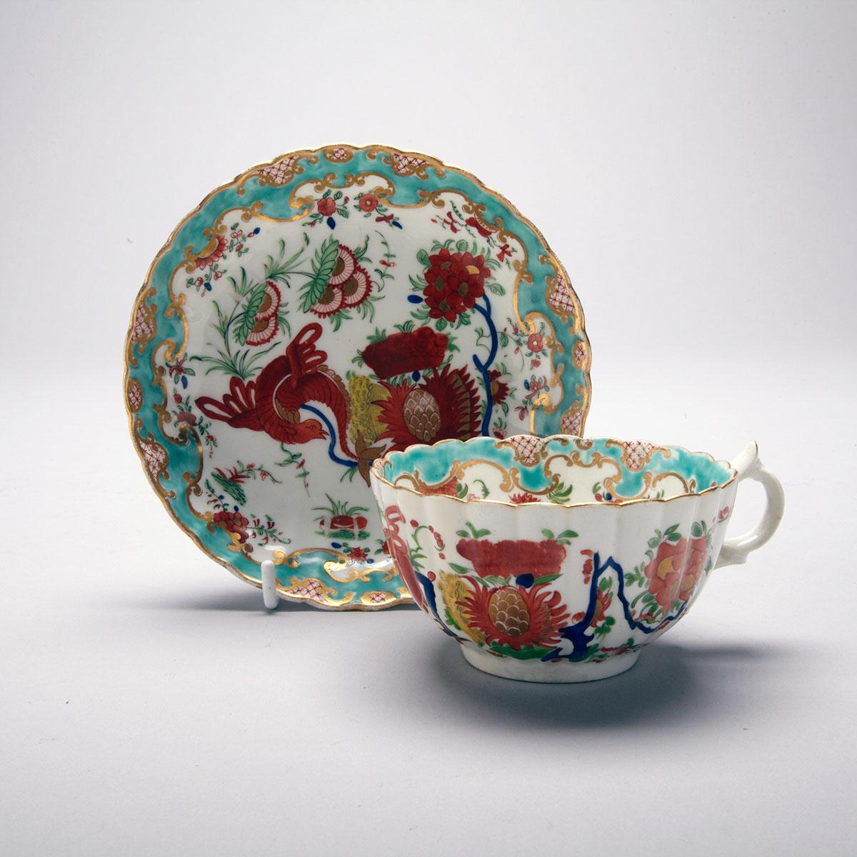 Derby ‘Jabberwocky’ Pattern Fluted Tea Cup and Saucer, c.1810