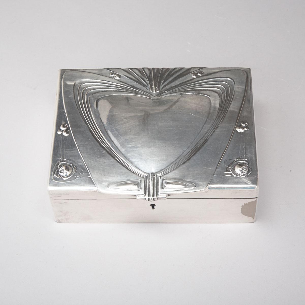 Art Nouveau Silver Plated Rectangular Box, probably German, c.1900-05