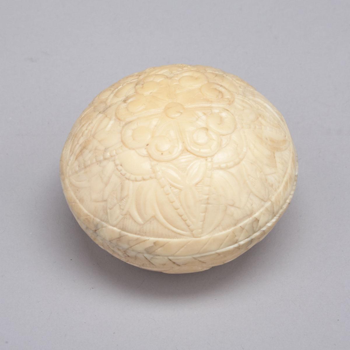Dieppe Carved Ivory Vignette Ball, 19th century