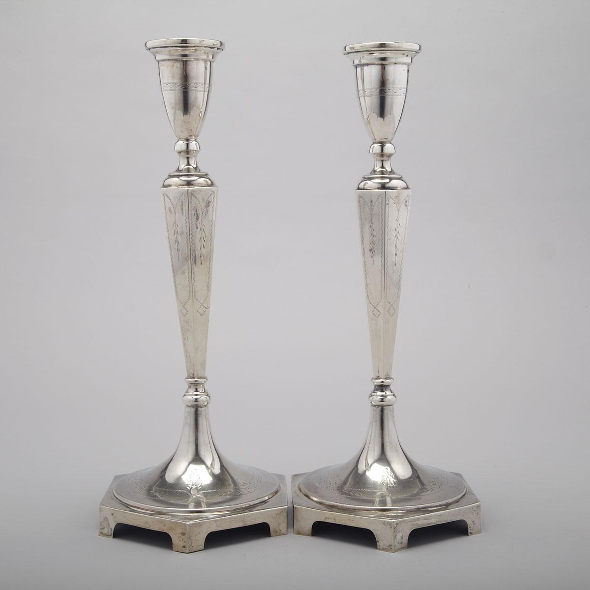 Pair of Polish Silver Table Candlesticks, Krakow, c.1920