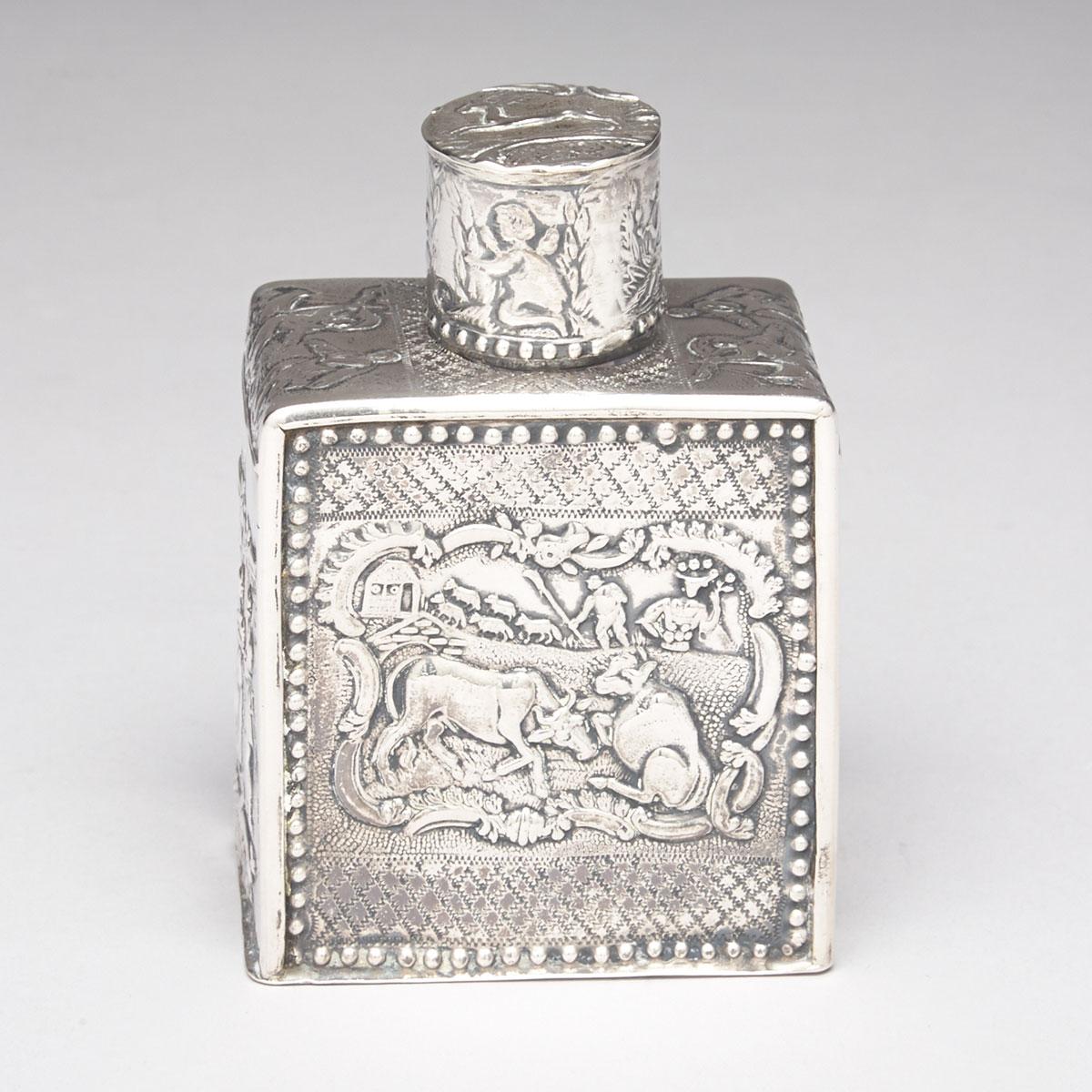 Dutch Silver Rectangular Tea Caddy, c.1900