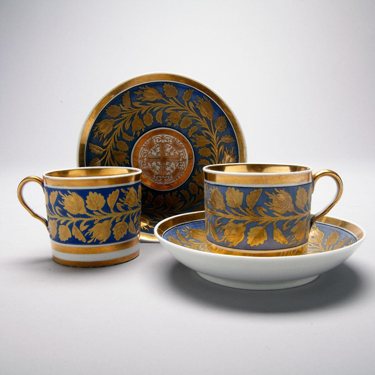 Pair of Coalport Coffee Cans and Saucers, c.1800-05