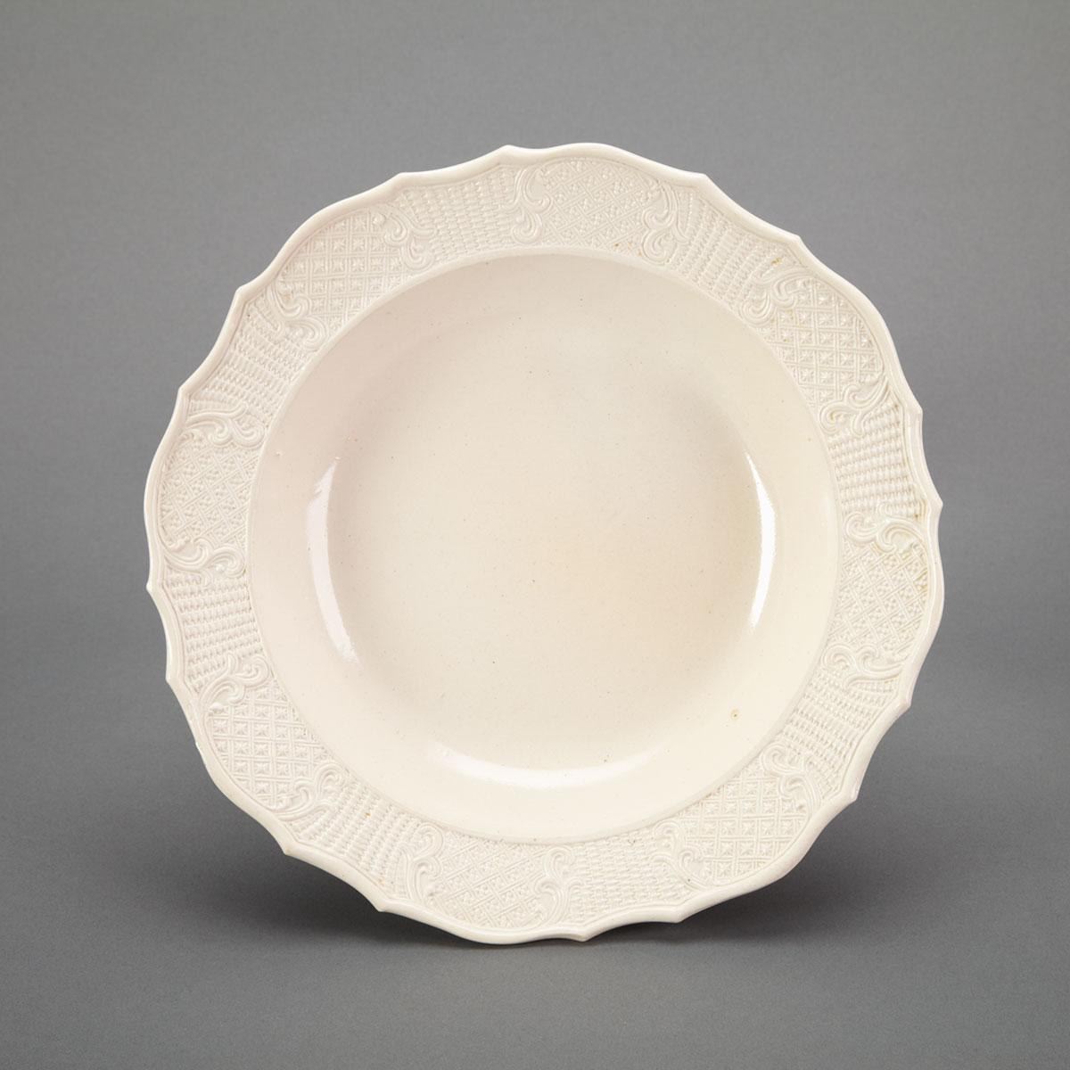 Staffordshire White Salt-Glazed Stoneware Soup Plate, c.1760-70