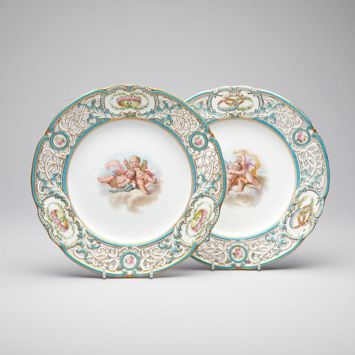 Pair of MInton Reticulated Plates, 1860