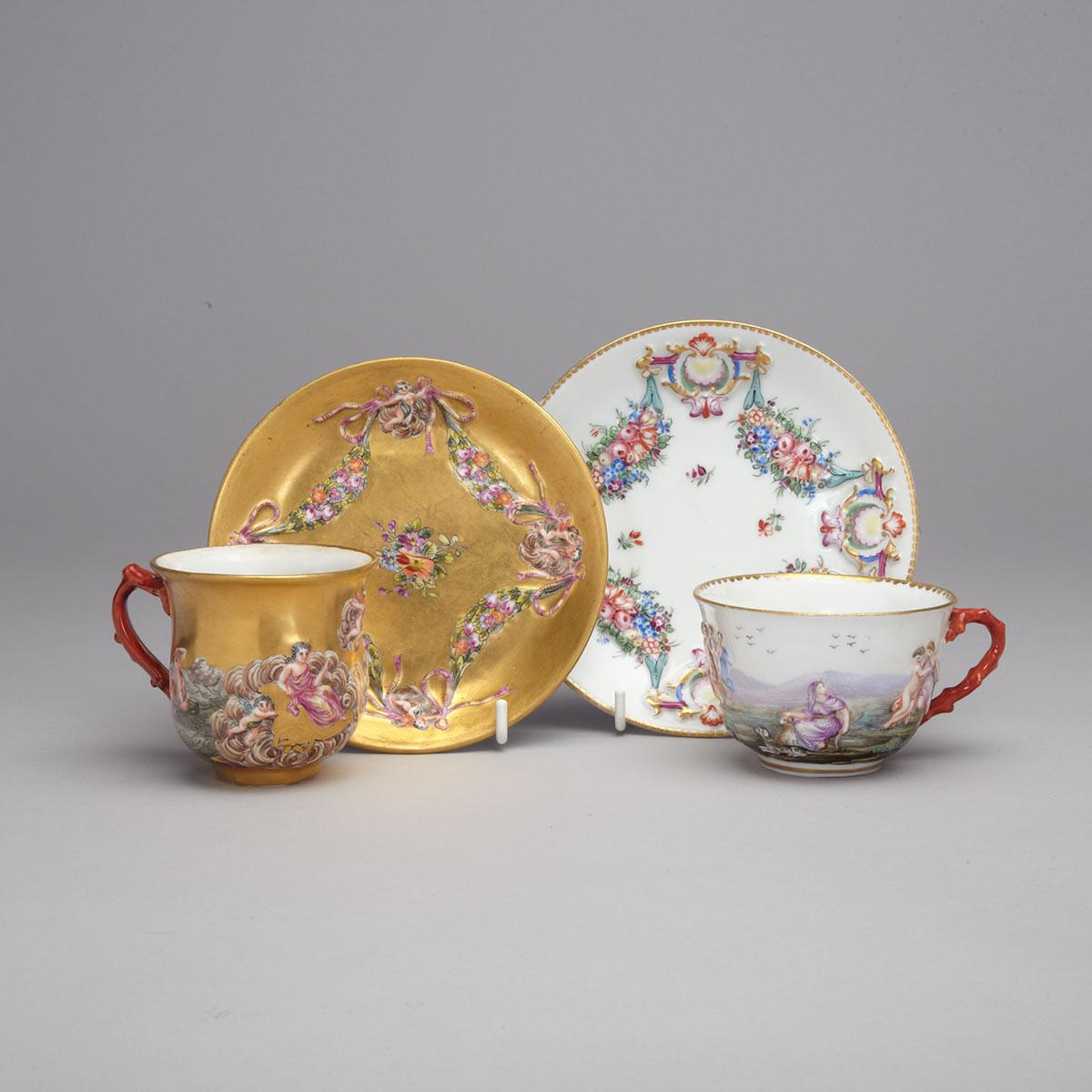 Two ‘Naples’ Cups and Saucers, c.1900