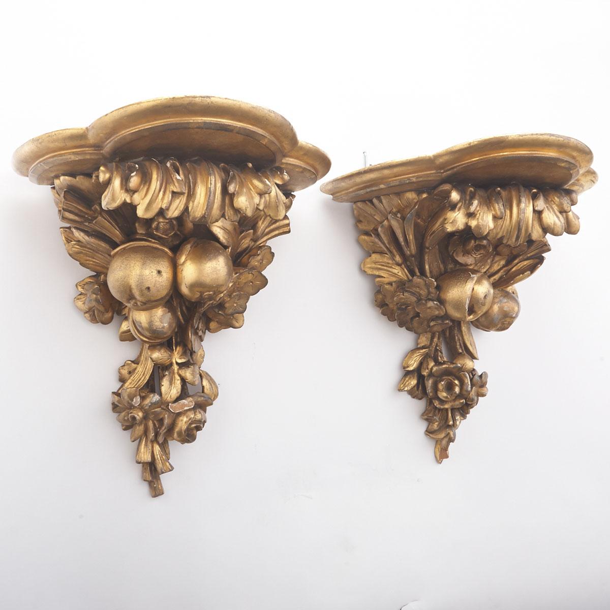 Pair of Florentine Giltwood Wall Brackets, 19th/early 20th century