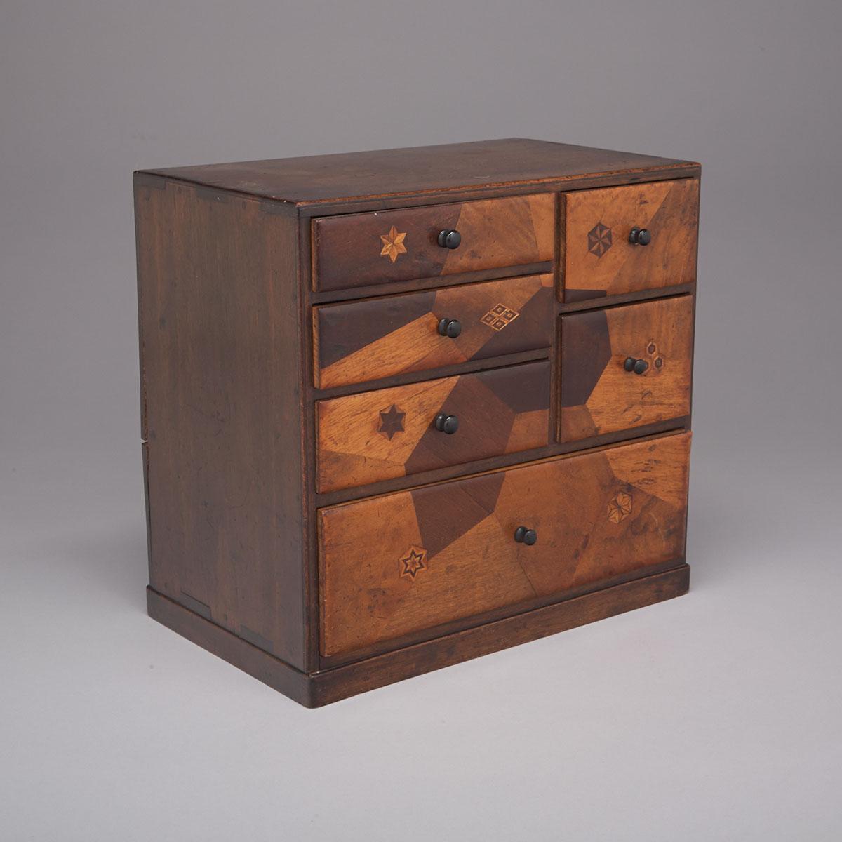 Japanese Marquetry Miniature Chest of Drawers, mid 20th century