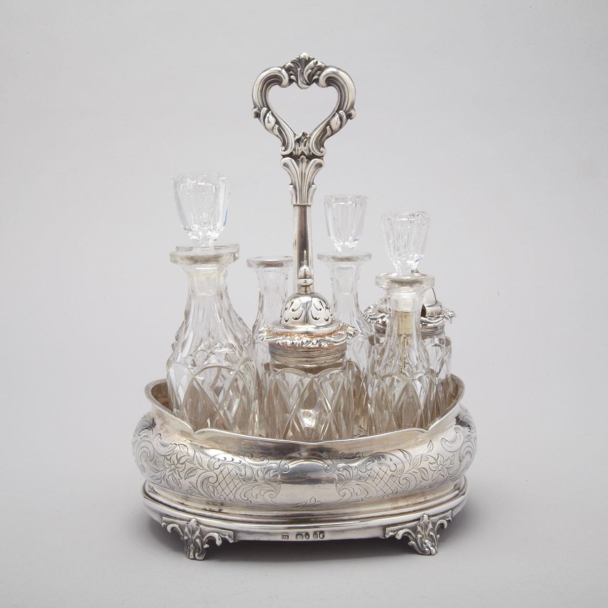 Victorian Silver Seven-Bottle Cruet, Charles Lias, London, 1848