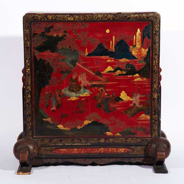 Red and Black Lacquer Table Cabinet, 18th Century