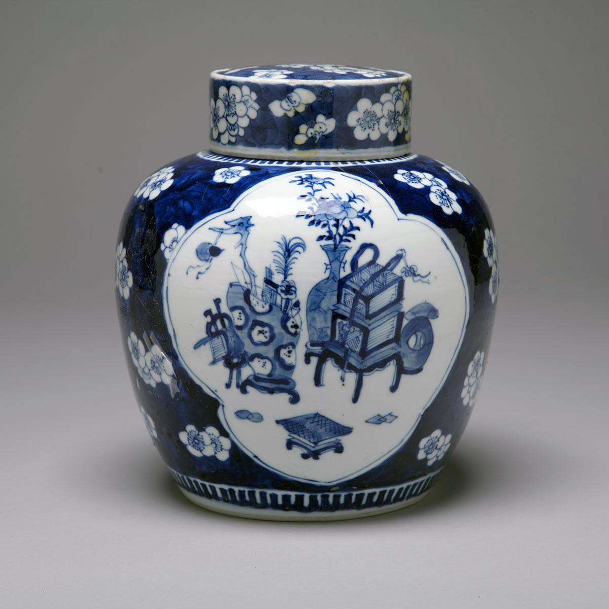 Blue and White Ginger Jar, Kangxi Mark, circa 1900