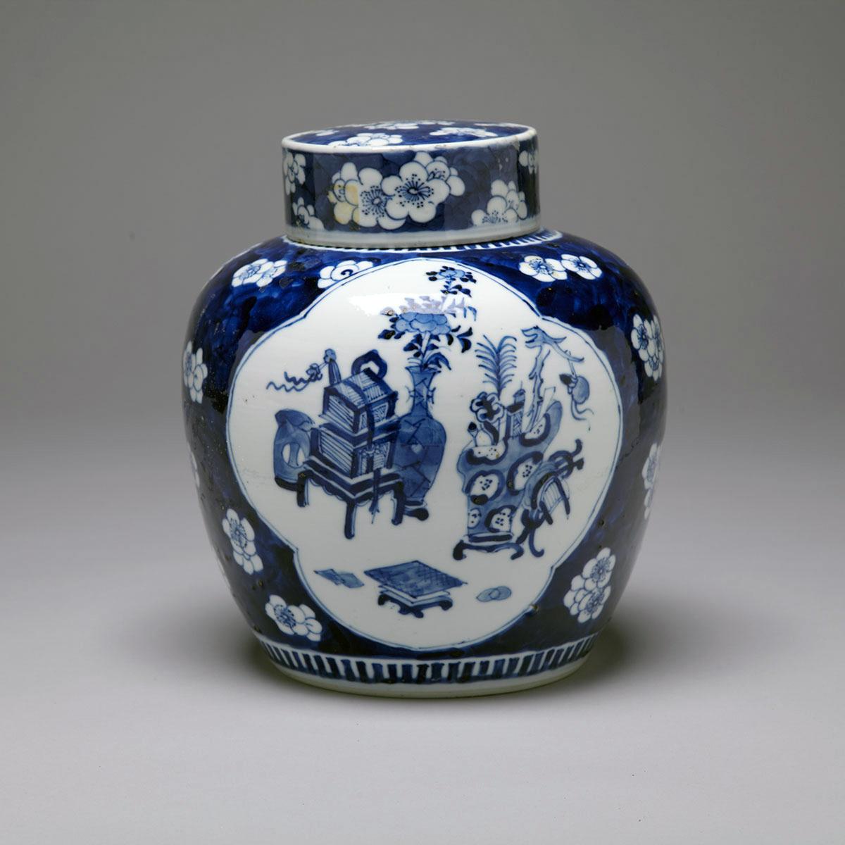 Blue and White Ginger Jar, Kangxi Mark, circa 1900