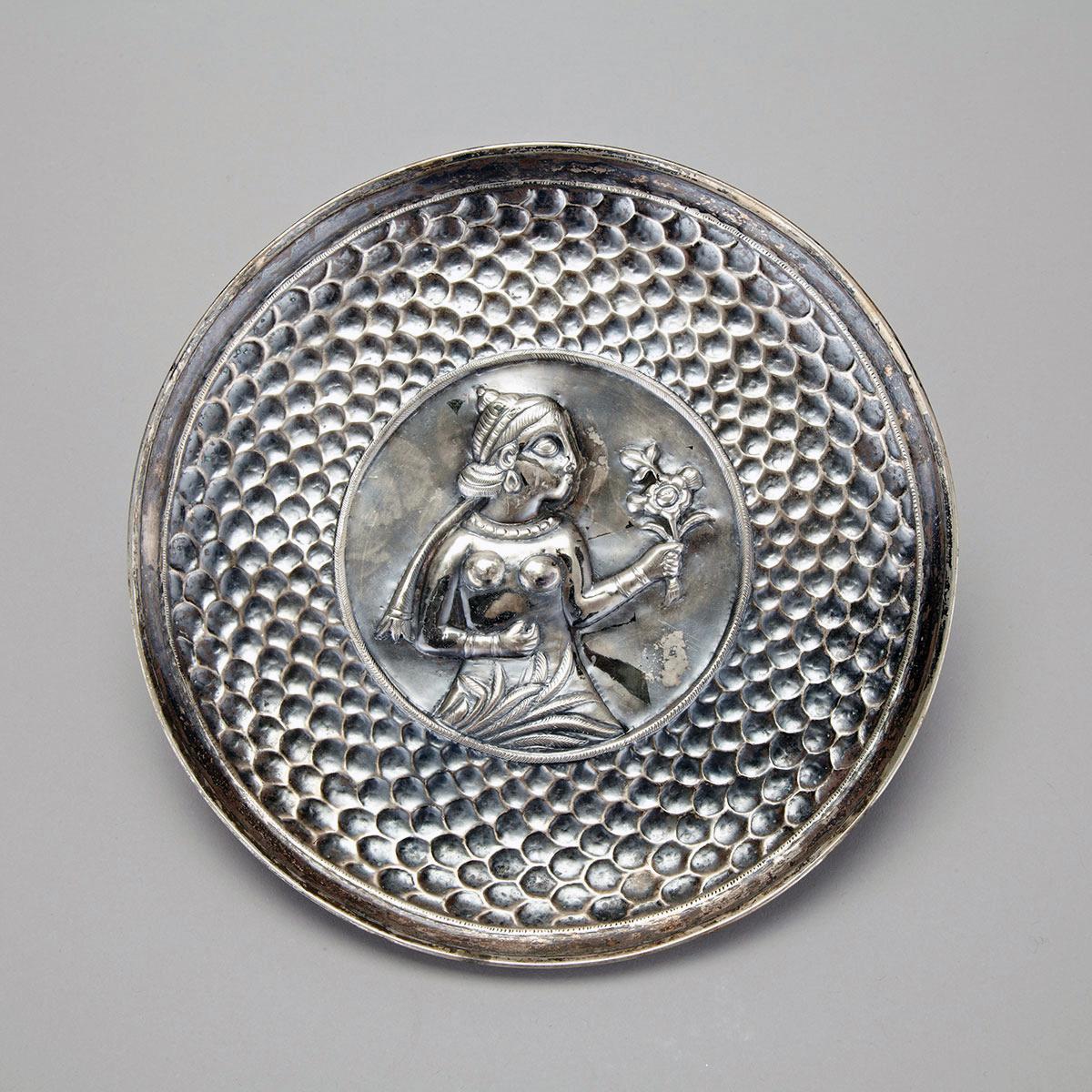 Silver Figural Plate, South Asia 19th Century