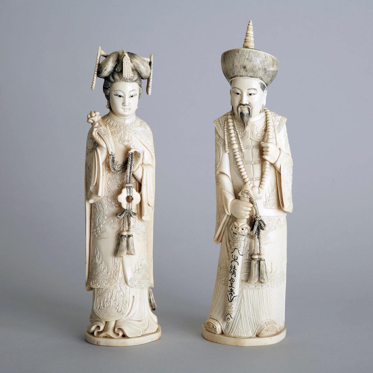 Large Ivory Carved Figure of a King and Queen, Circa 1940’s