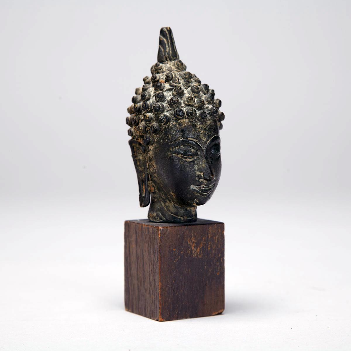 Small Bronze Buddha Head, Thailand, 18th/19th Century