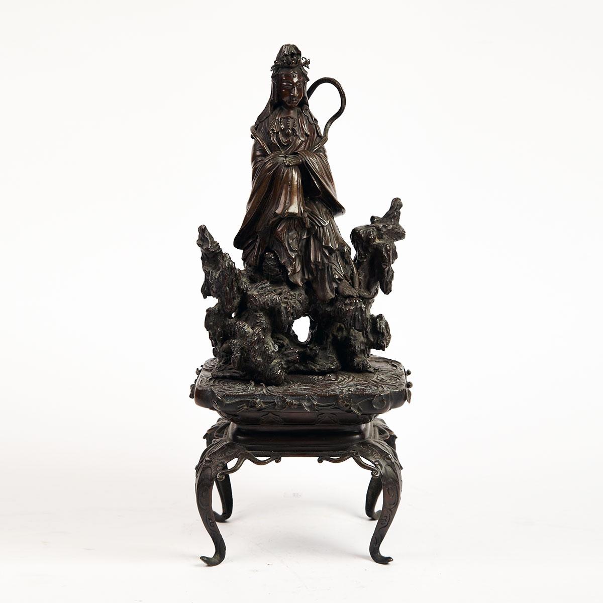Well-Cast Bronze Figure of Seated Kannon, Meiji Period, Late 19th Century