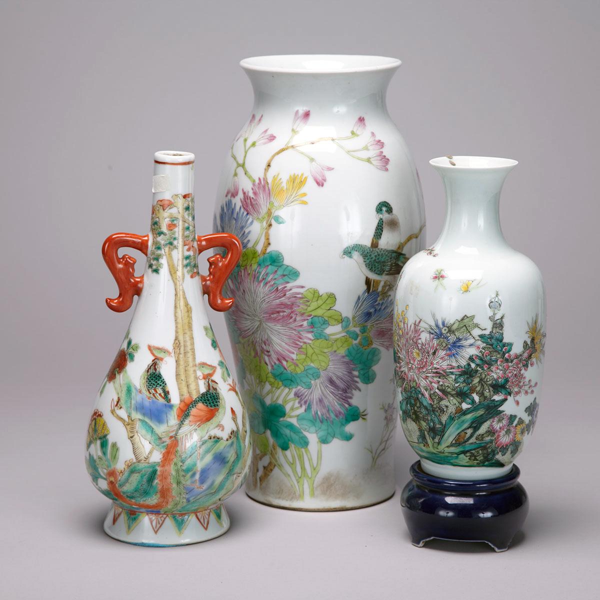 Three Famille Rose Vases