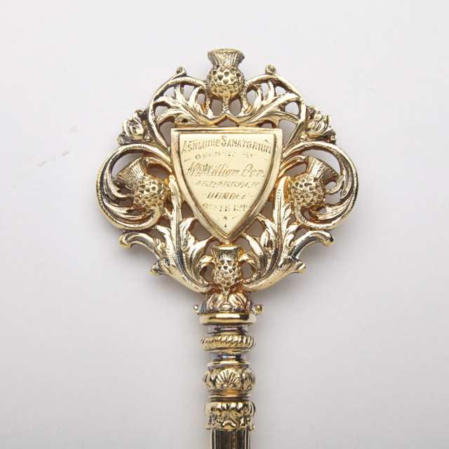 Scottish Silver-Gilt Key to the Ashludie Sanatorium, James Forrest, Glasgow, 1913