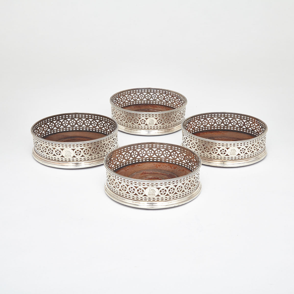 Set of Four George III Silver Wine Coasters, Robert Hennell I, London, 1781
