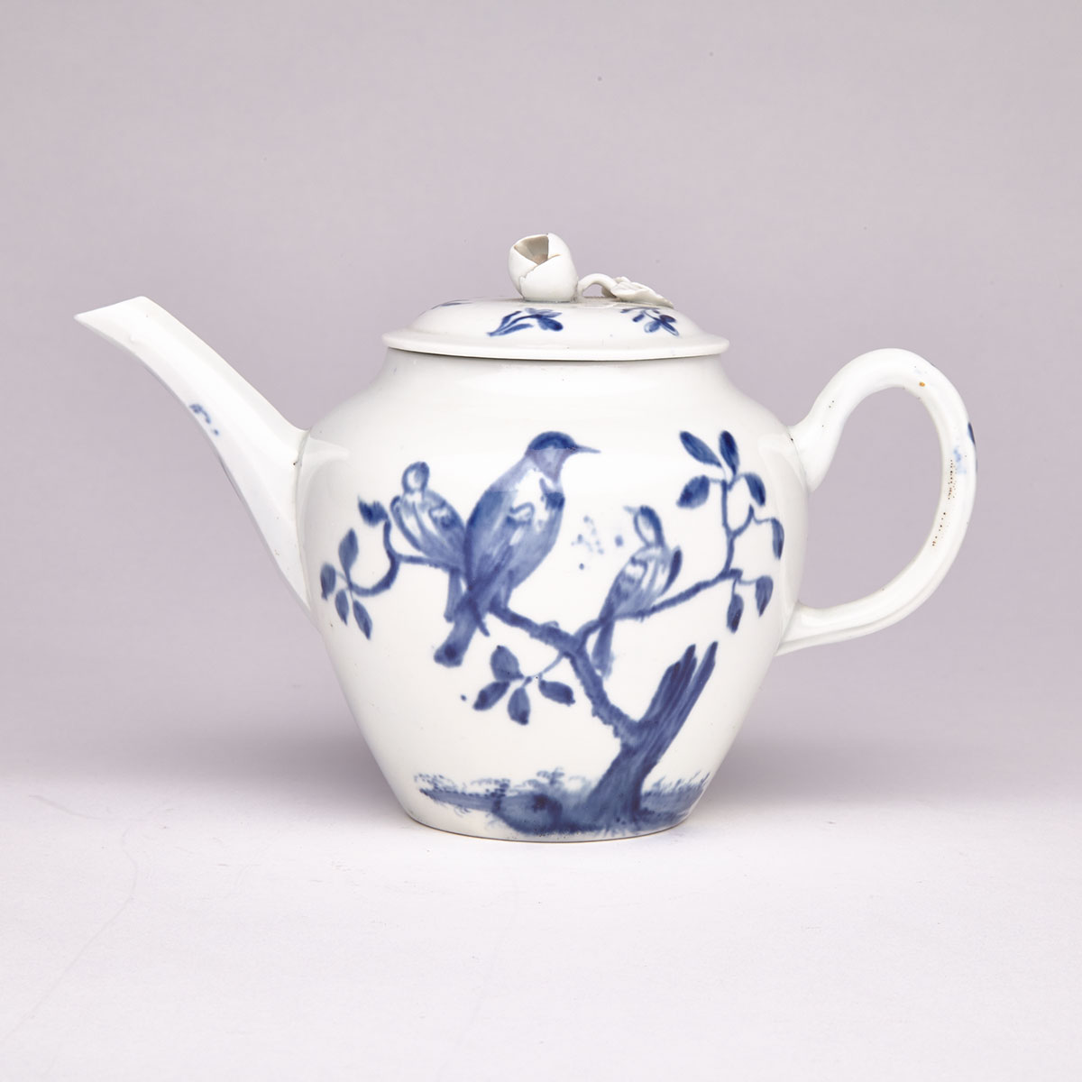 Worcester ‘Thrush’ Small Teapot, c. 1760