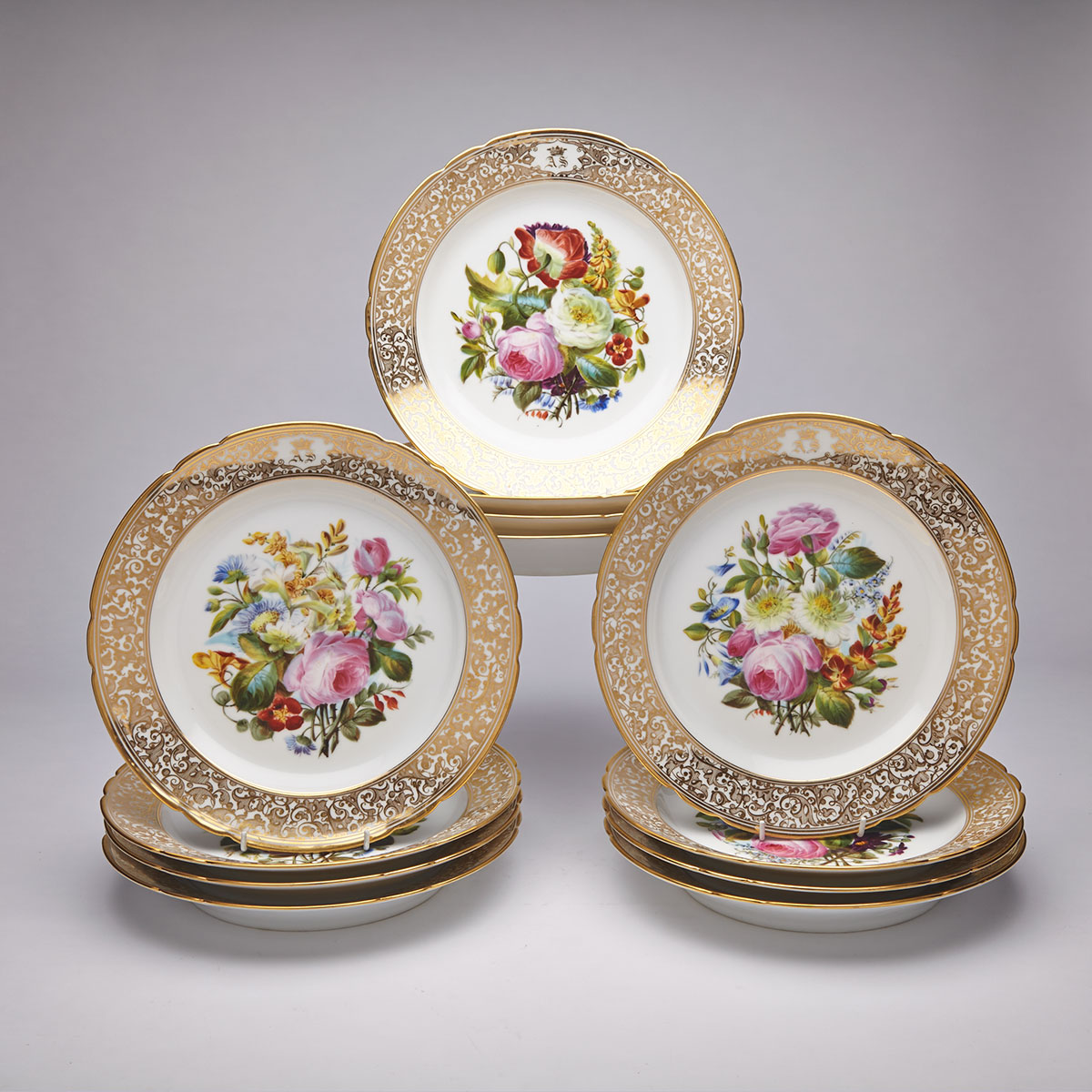 Set of Twelve Paris Porcelain Service Plates, c.1900