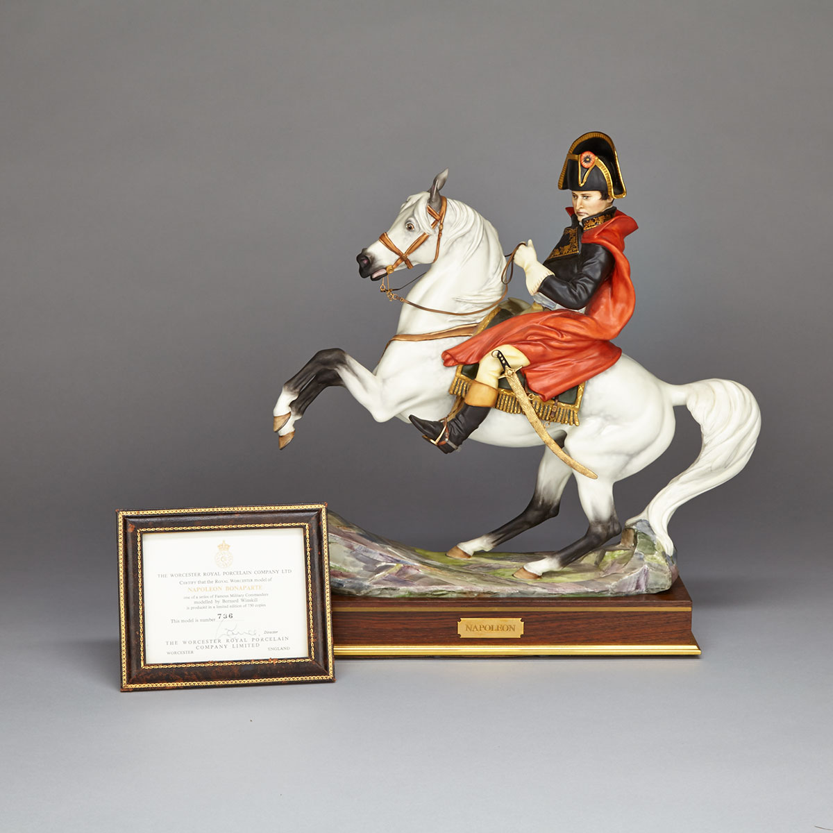 Royal Worcester Equestrian Model of Napoleon Bonaparte, Bernard Winskill, after Delacroix, 736/750, c.1969